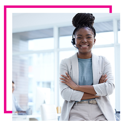 Woman with Headset smiling