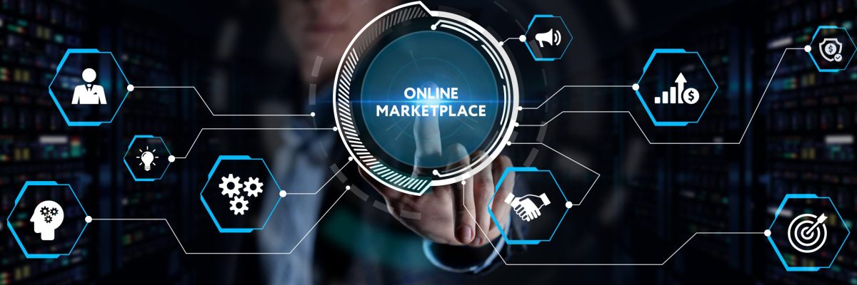 Online marketplace e-commerce internet shopping business concept
