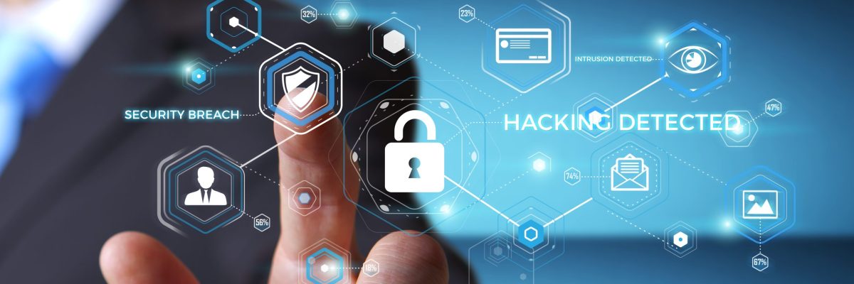 Businessman using antivirus to block a cyber attack 3D rendering Businessman on blurred background using antivirus to block a cyber attack 3D rendering
